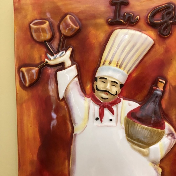 NWOT Chef Ceramic Tile Wall Hanging Jennifer Sosik Decor - Picture 3 of 6